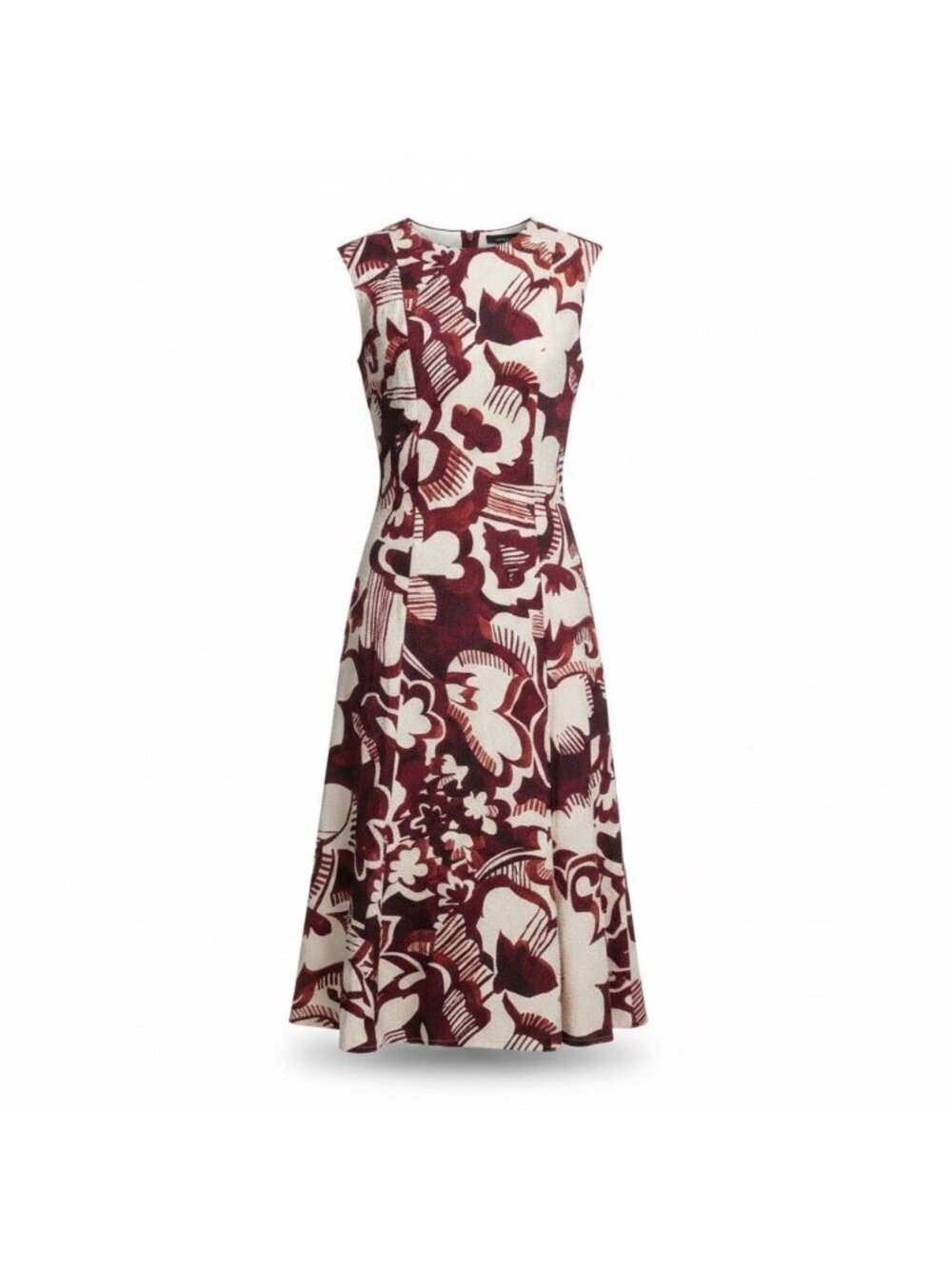 Ann Taylor Womens White & Burgundy Rayon Sleeveless Floral Midi Dress Size 2